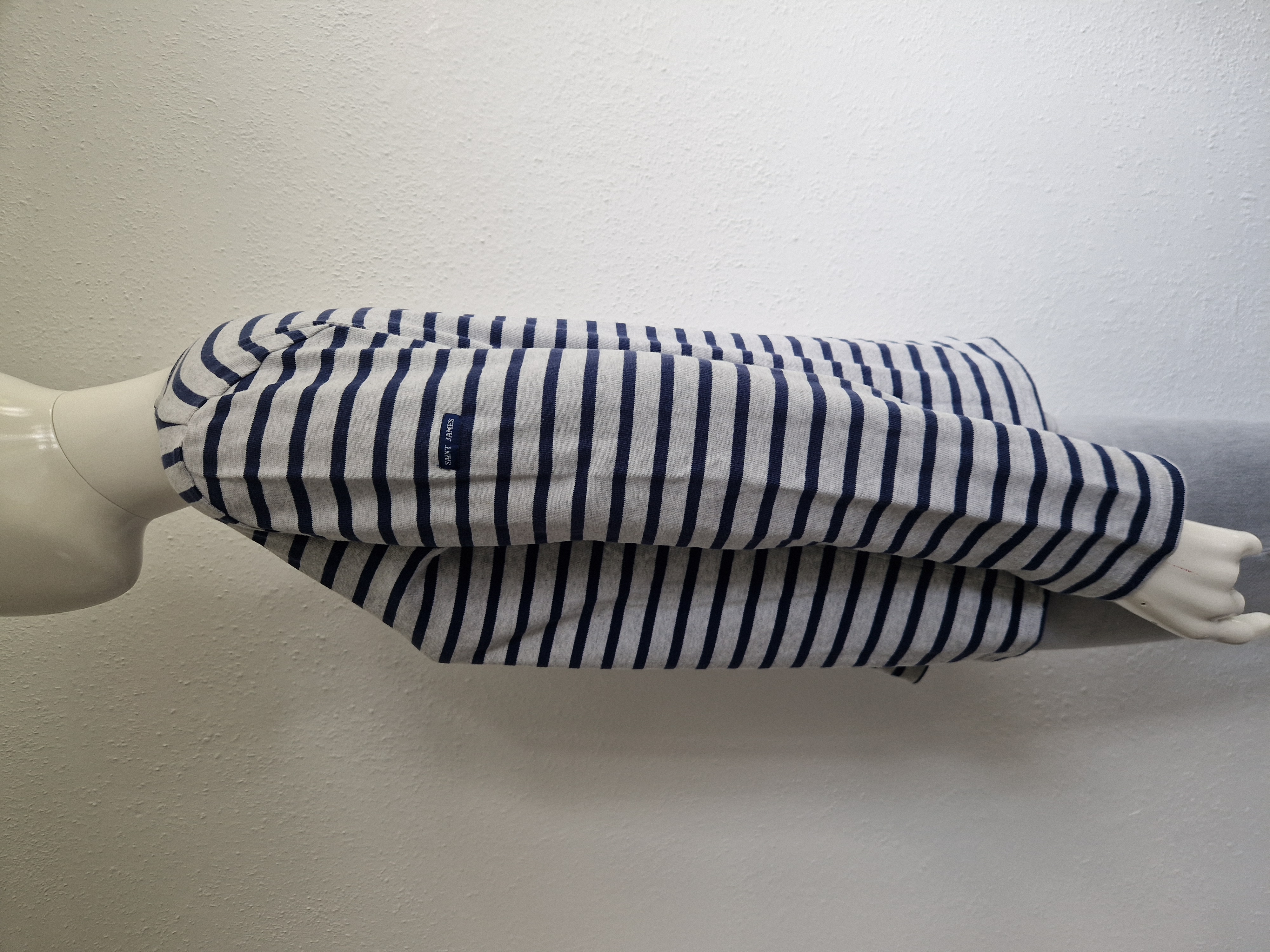 Saint James sweater. Maat M. Grijs/blauw gestreept.