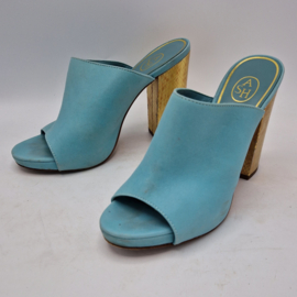 Ash klompjes met hak. Maat 37. Turquoise/leer.