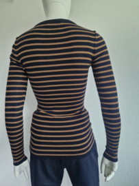 SET trui. Maat 36, Donkerblauw/camel/merino wol.