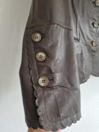 Delmod blazer met schulprandjes | Maat 38 | Bruin/leer |