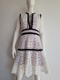 Just Cavalli jurk. IT. maat 46 (40). Creme/zwart/kant.