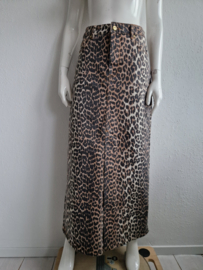 Ganni denim maxi rok. Maat 40. Luipaardprint