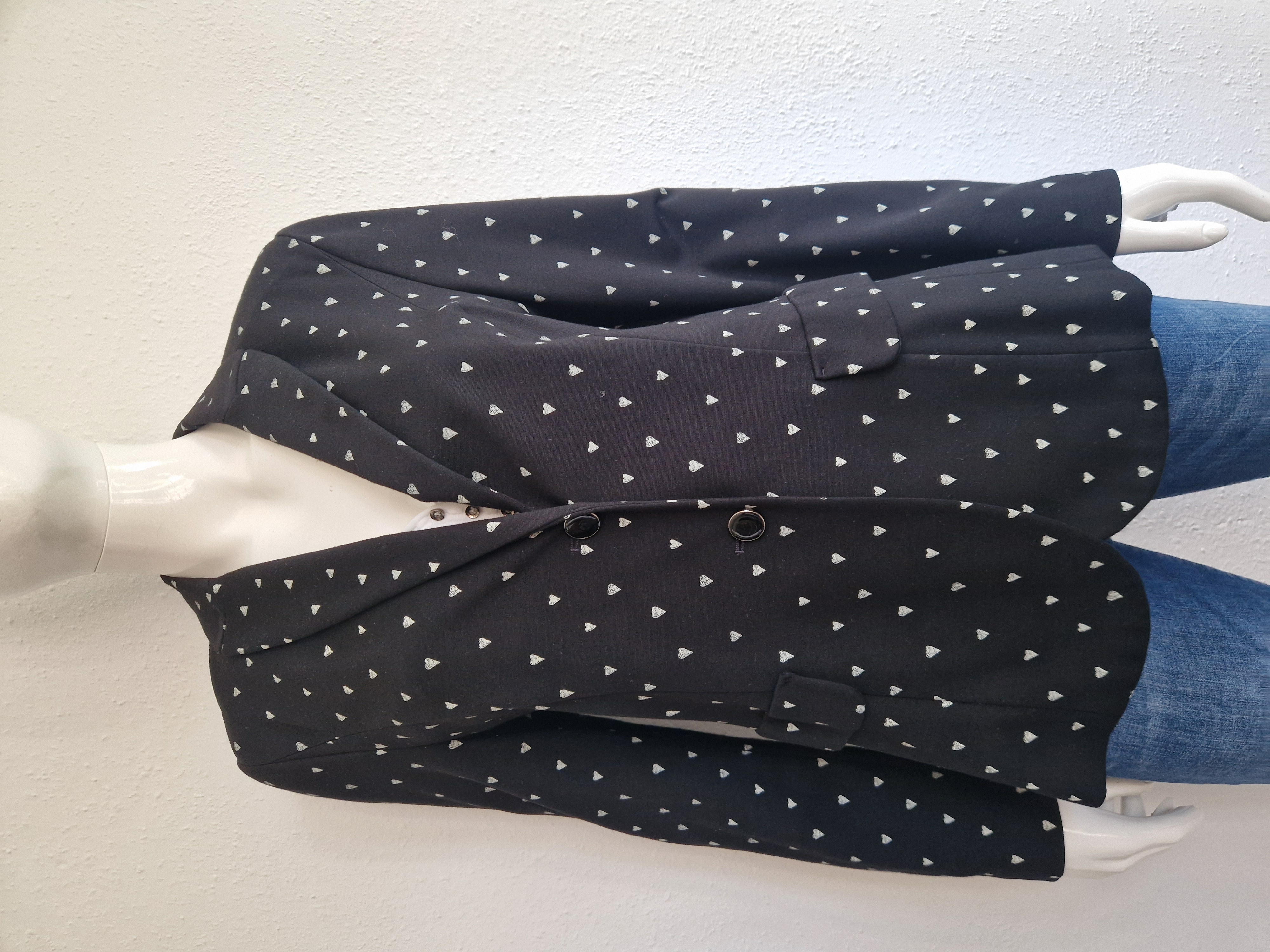 Marc Cain blazer. Maat 6, Zwart/hartjesprint.
