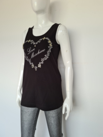 Love Moschino top. Mt. 38. Zwart/print.