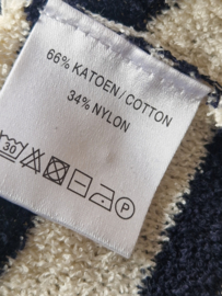 Purdey trui. Maat XL. Crème/blauw gestreept.