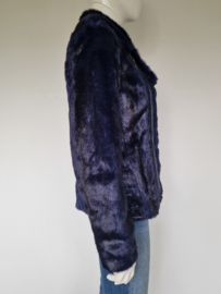 Marc Cain fake fur jas. Maat 38, Blauw/zwart