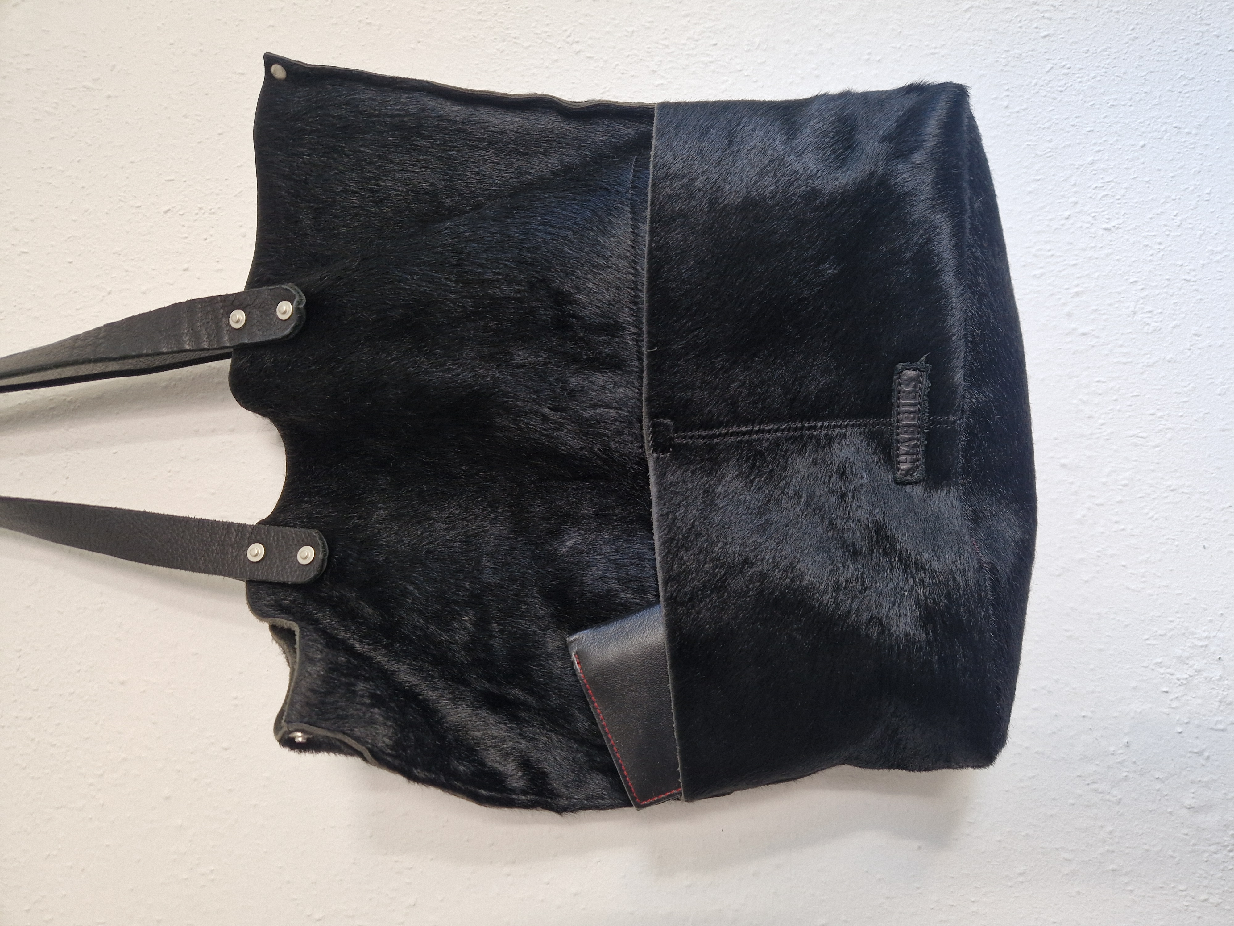 Shabbies shopper. Zwart/vachtleer.