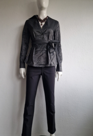 Luisa Cerano blouse met striklint. Maat 38, Antraciet.