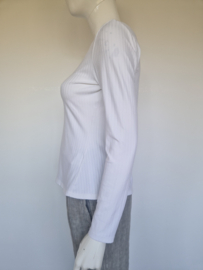 Vanilia rib top met boothals. Maat 38, Wit.