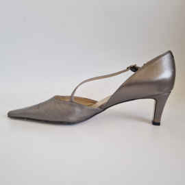 Nina Fiarucci metallic leren pumps met bandje. Maat 7