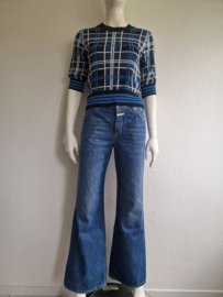 Vanilia cropped trui. Maat 36, Blauw/ruit.
