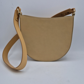 Closed 'Half Round' tas. Beige/leer.