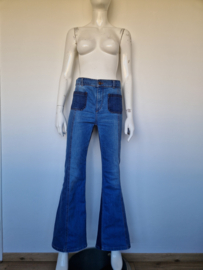 Pablo Paris flare jeans. Maat 34/36. Blauwtinten