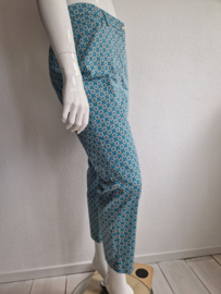 Heine cropped pantalon. Maat 46.Blauw/oranje/print.