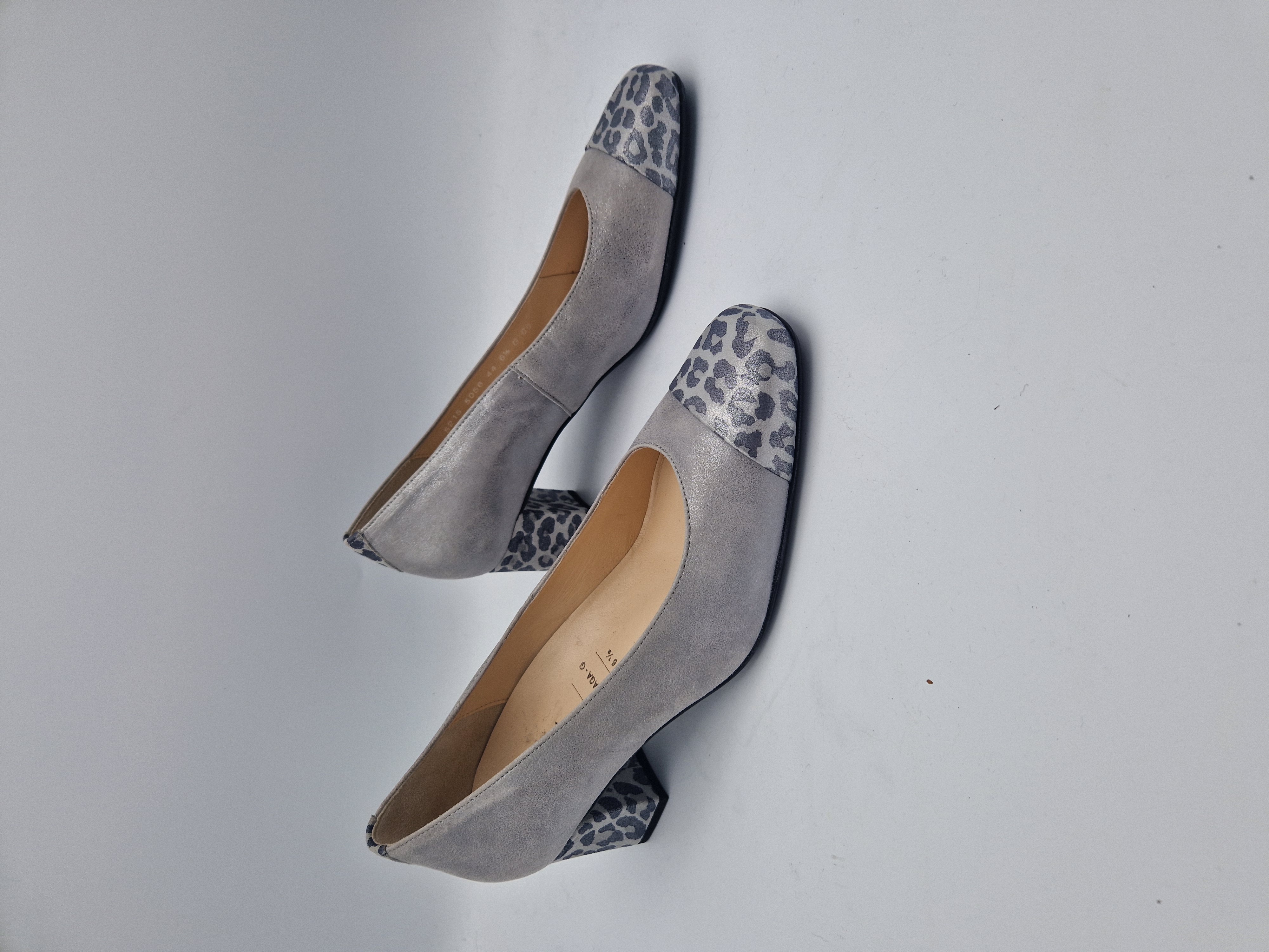 Hassia pumps Malaga. Maat 6,5, Zilver/ dierenprint/leer.