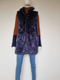Nikkie bodywarmer. Maat 40, Inktblauw/faux fur