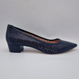 Pollini pumps. Maat 41, Donkerblauw/opengewerkt leer.