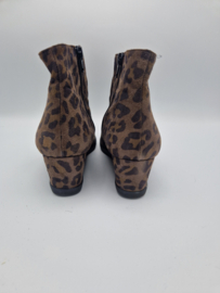 Enkellaarsjes met sleehak. Maat 40, Bruin/print.