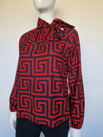 Musthaves by Elja blouse top. Mt. 38, Rood/zwart/print.