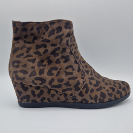 Enkellaarsjes met sleehak. Maat 40, Bruin/print.