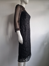 Peter Rommers couture jurk. Maat 36, Zwart/Italiaans kant.