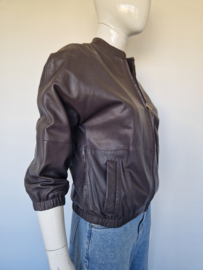 Dyanne leren jasje met driekwart mouwen. Maat 38, Bruin