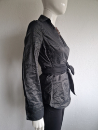 Luisa Cerano blouse met striklint. Maat 38, Antraciet.