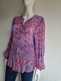 Fabienne Chapot blouse Hollie. Maat 40, Blauw/roze/print.