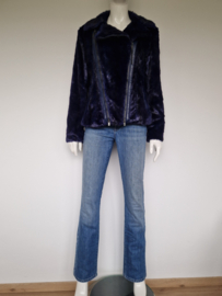 Marc Cain fake fur jas. Maat 38, Blauw/zwart