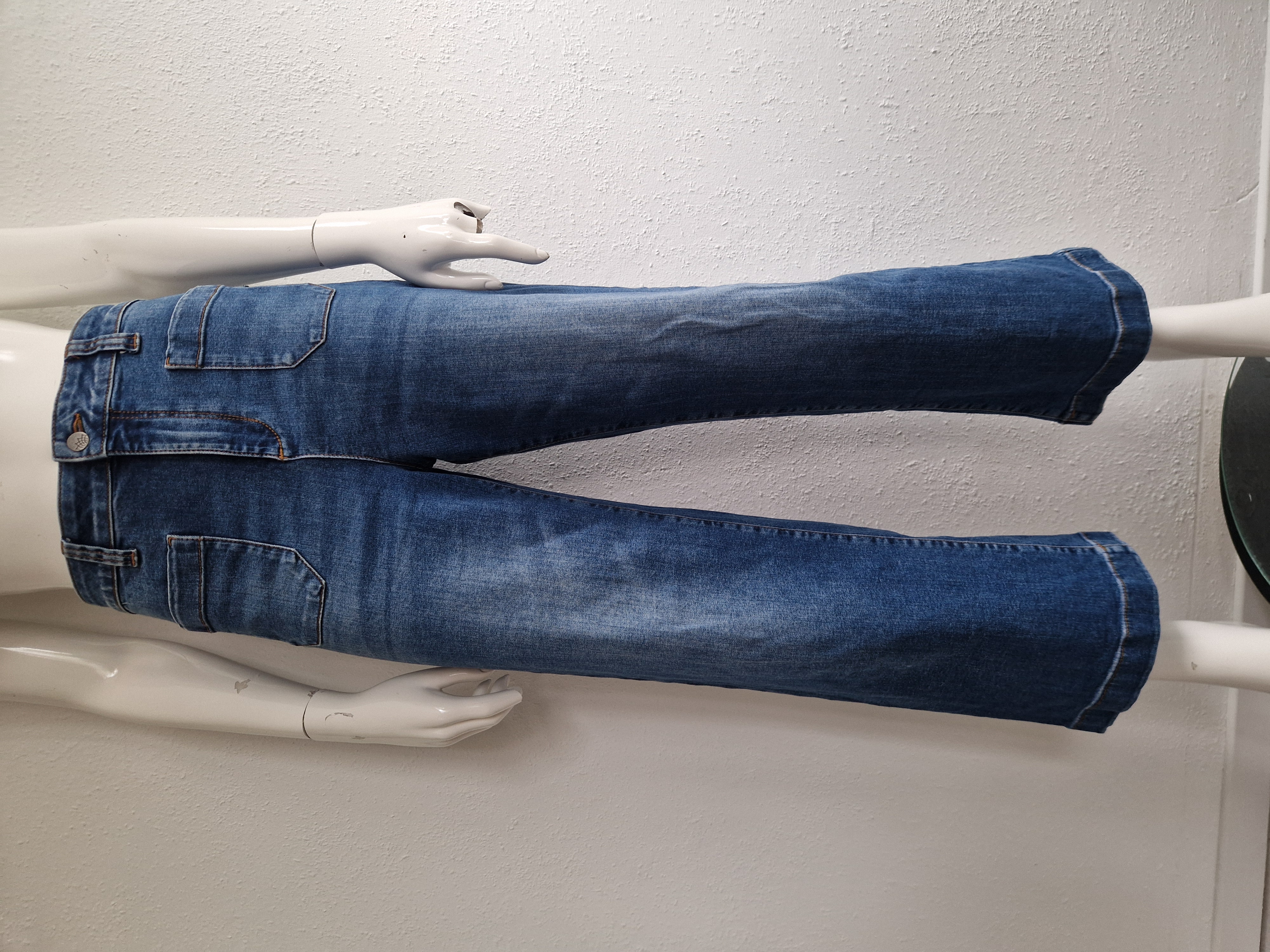 Tranquillo cropped jeans met wijde pijpen. Maat 40. Blauw.
