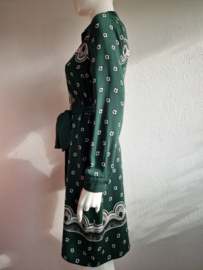 Warehouse Bandana blousejurk. Maat 12, Groen/print.