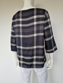 Monari top. Maat 40, Zwart/wit/ruitprint.