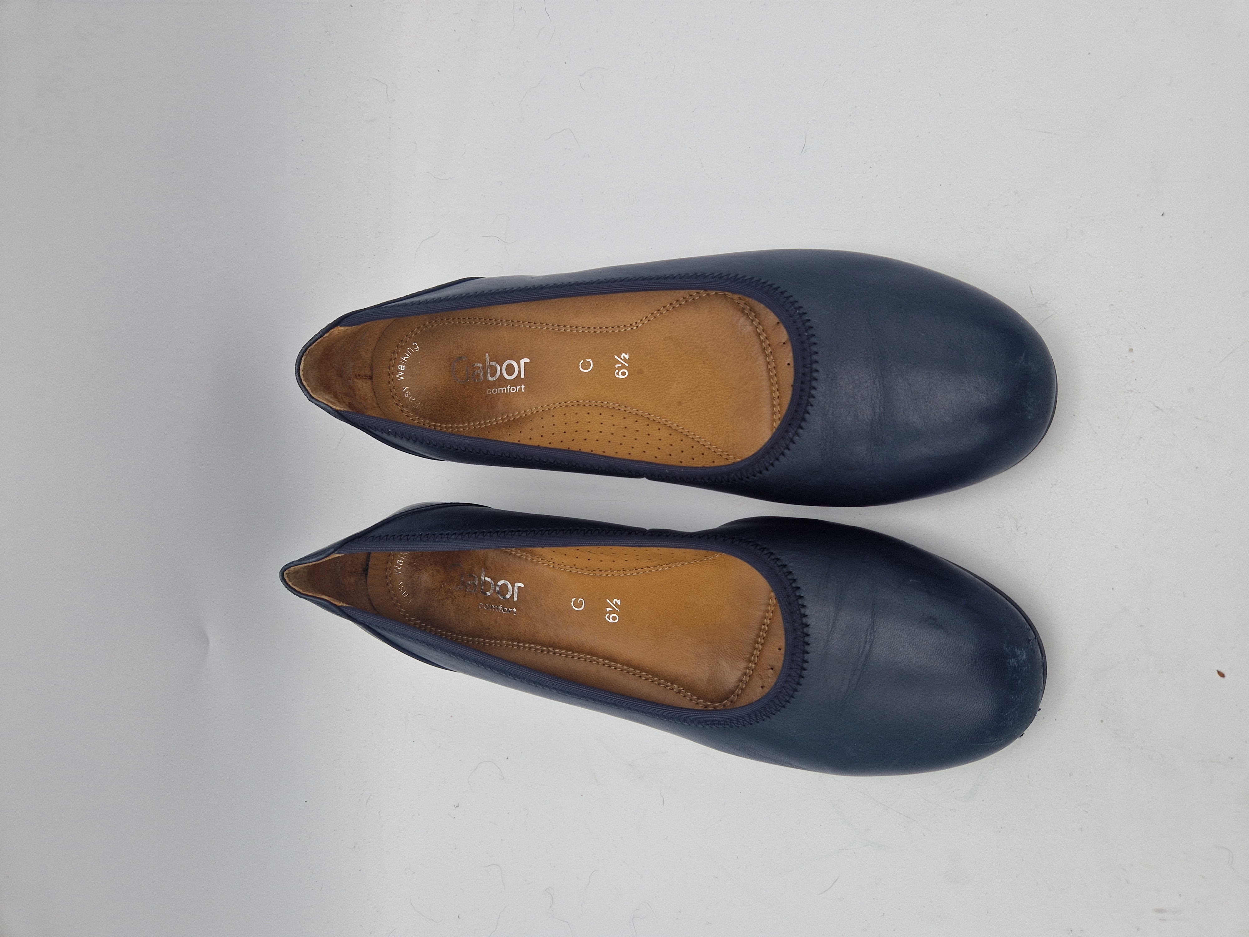 Gabor comfort instappers. Maat 6,5, Blauw/leer.