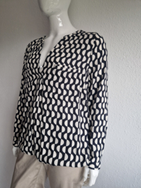 Rock Cardona  blouse top. Maat 46, Zwart/crème/print.