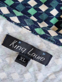 King Louie top. Mt. XL. Blauw/groen/print.
