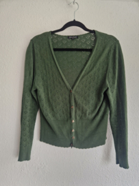 King Louie ajourgebreid vestje. Maat L. Groen.