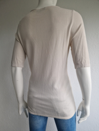 Claudia Sträter top met V-hals. Maat 40, Beige/lovers.