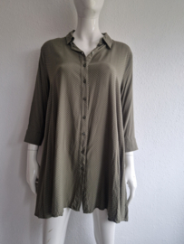 Opus blouse Farla. Maat 42, Olijfgroen/stippenprint.