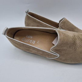Durea loafers. Maat 7,5/ Wijdte H. Taupe/zilver..