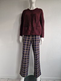 King Louie pantalon met wijde pijpen. Maat 40. Blauw/rood/ruit.