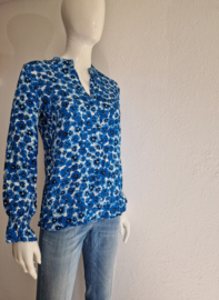 Fabienne Chapot blouse. Maat 38, Wit/blauw/blemenprint.