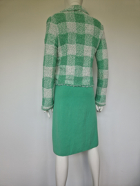 Marc Cain bouclé blazer. Maat 2, Mintgroen/ruit