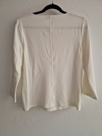 Vanilia Round Neck Rib Top. Maat 40, Off white.