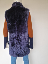 Nikkie bodywarmer. Maat 40, Inktblauw/faux fur