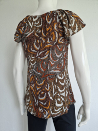 Summum Woman top. Maat 34. Bruin/oranje/print.