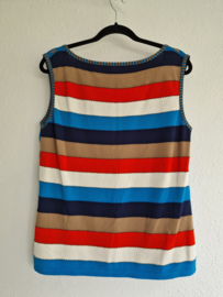 Marc Cain top. Maat 5. Blauw/rood/zijde.