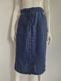 Sandwich midi rok. Maat 36/38, Blauw/linnen