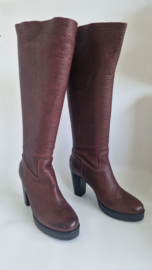 Shabbies Amsterdam hoge leren laarzen | Maat 41 | Bruin |