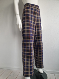 King Louie pantalon met wijde pijpen. Maat 40. Blauw/rood/ruit.