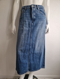 Massimo Dutti lange denim rok met split. Maat 42,